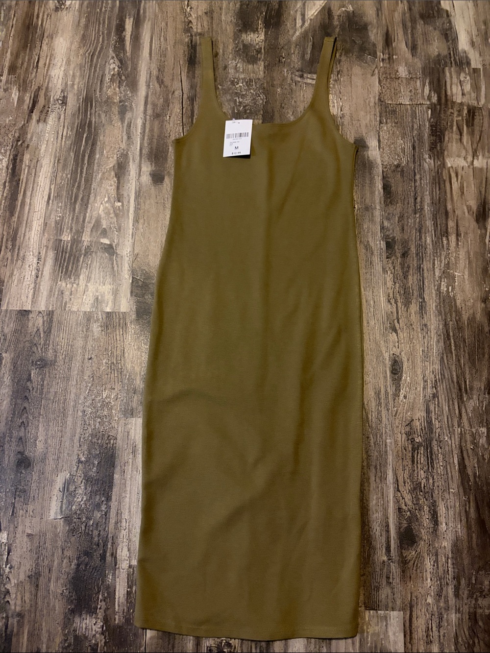 Forever 21 Olive Green Ribbed Midi Tank Dress